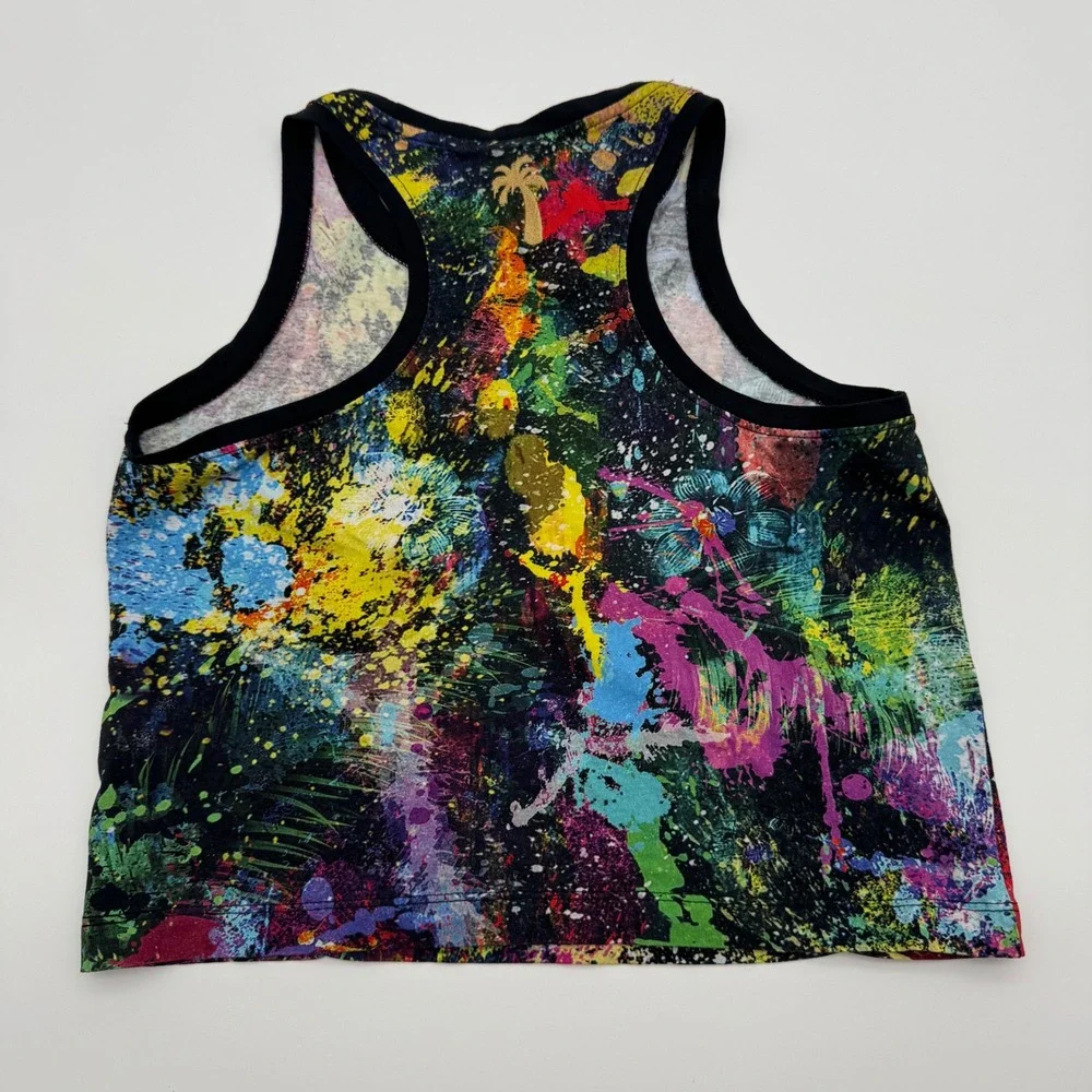 Nike NSW‎ Womens XS Paint Splatter Rhinestone Logo Crop Tank Top Multi Color
